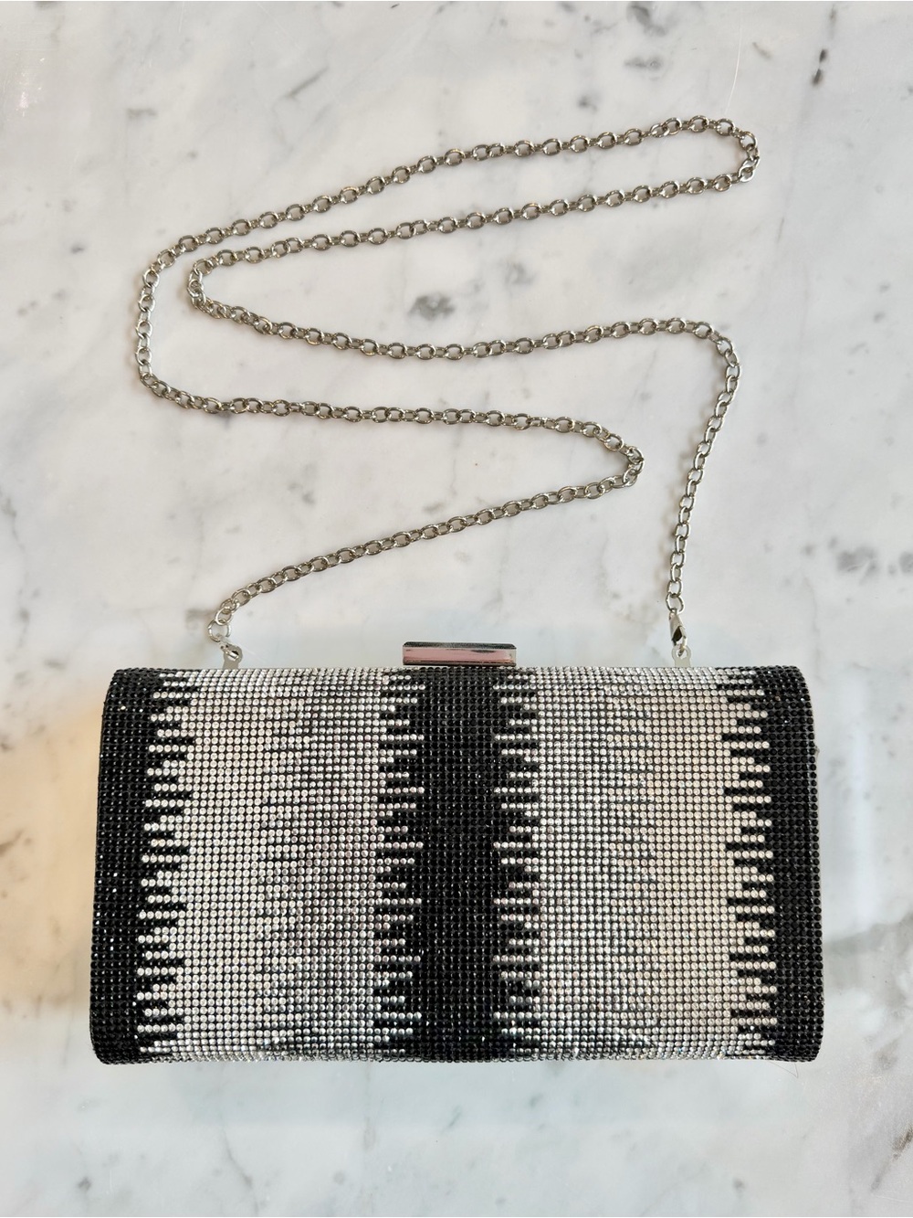 Jessica McClintock Rhinestone Evening Clutch with Removable Chain Strap